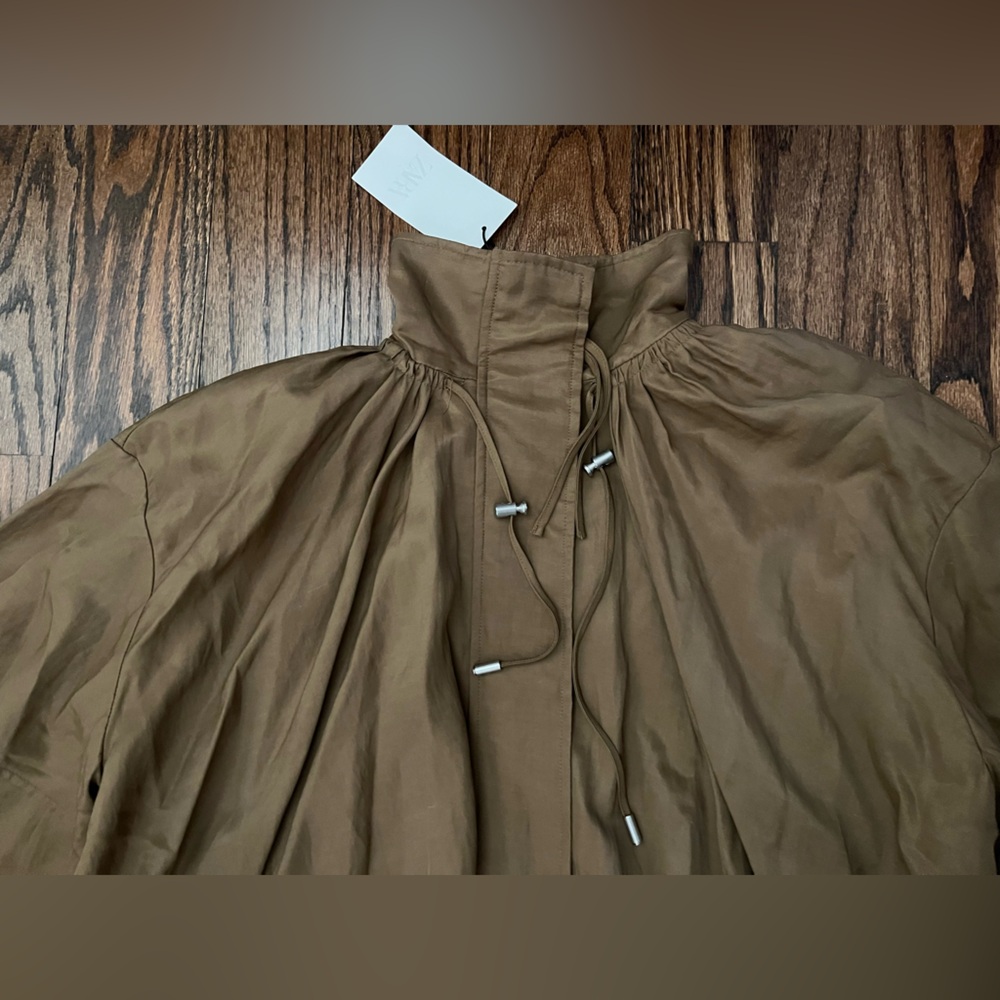 NWT Zara Women's Fluid Bomber Jacket With Adjustable Funnel Neck. Size M - Picture 12 of 15